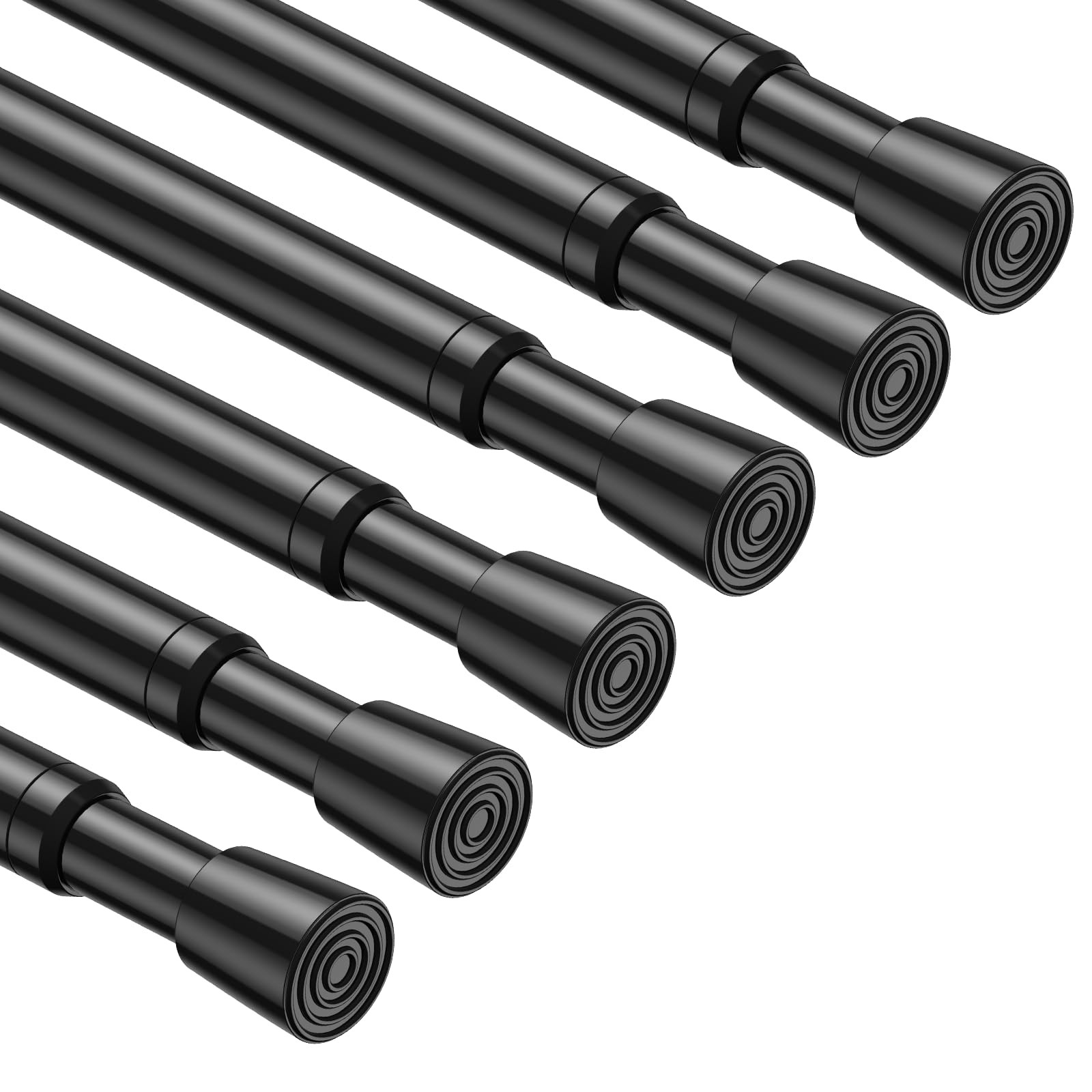 6PCS Small Tension Curtain Rod 27 to 38 Inch,Black Short Curtain Rods No Dril…