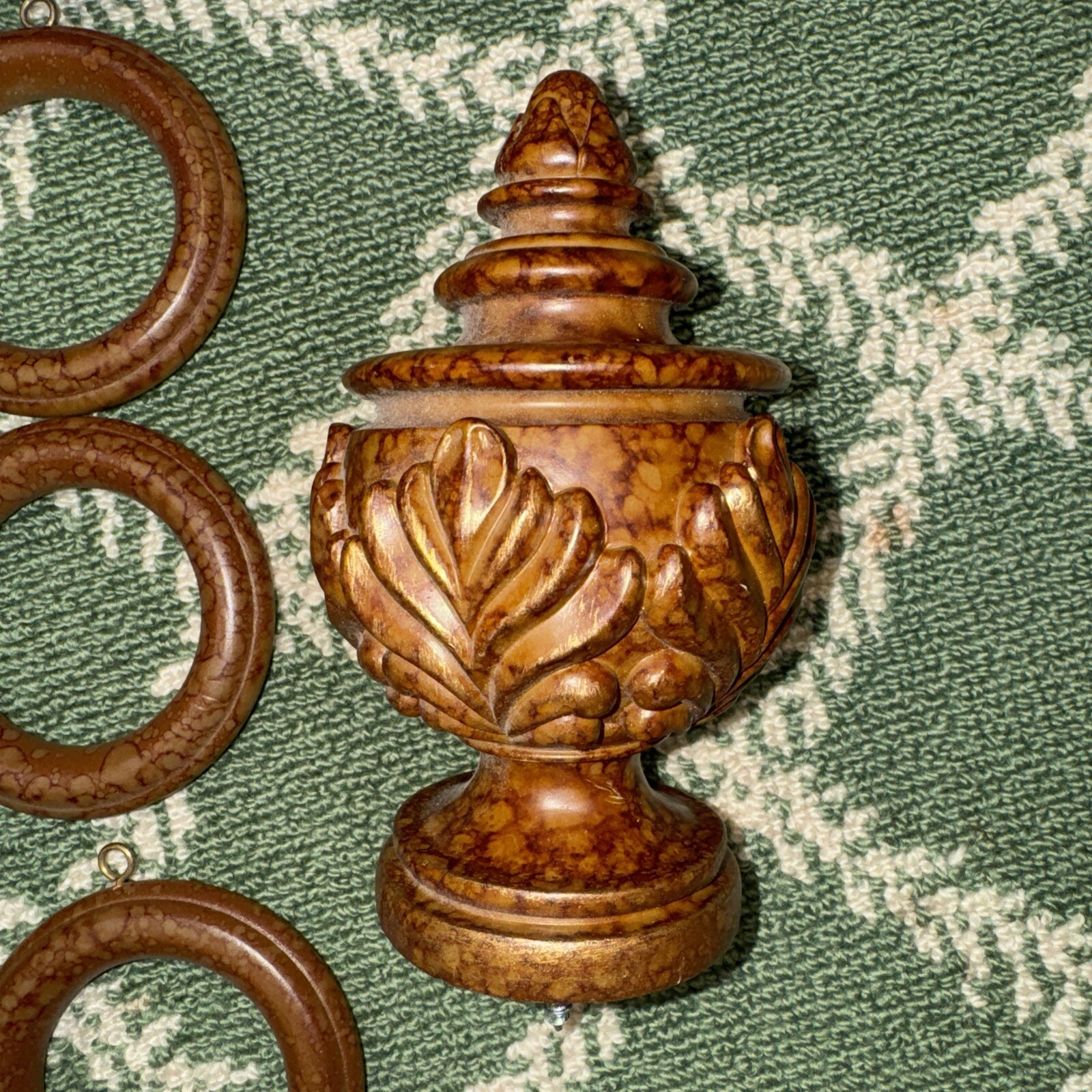 20 Wooden Curtain Rings Screw Eyes Hooks Drapery & 4wood Finials Traditional