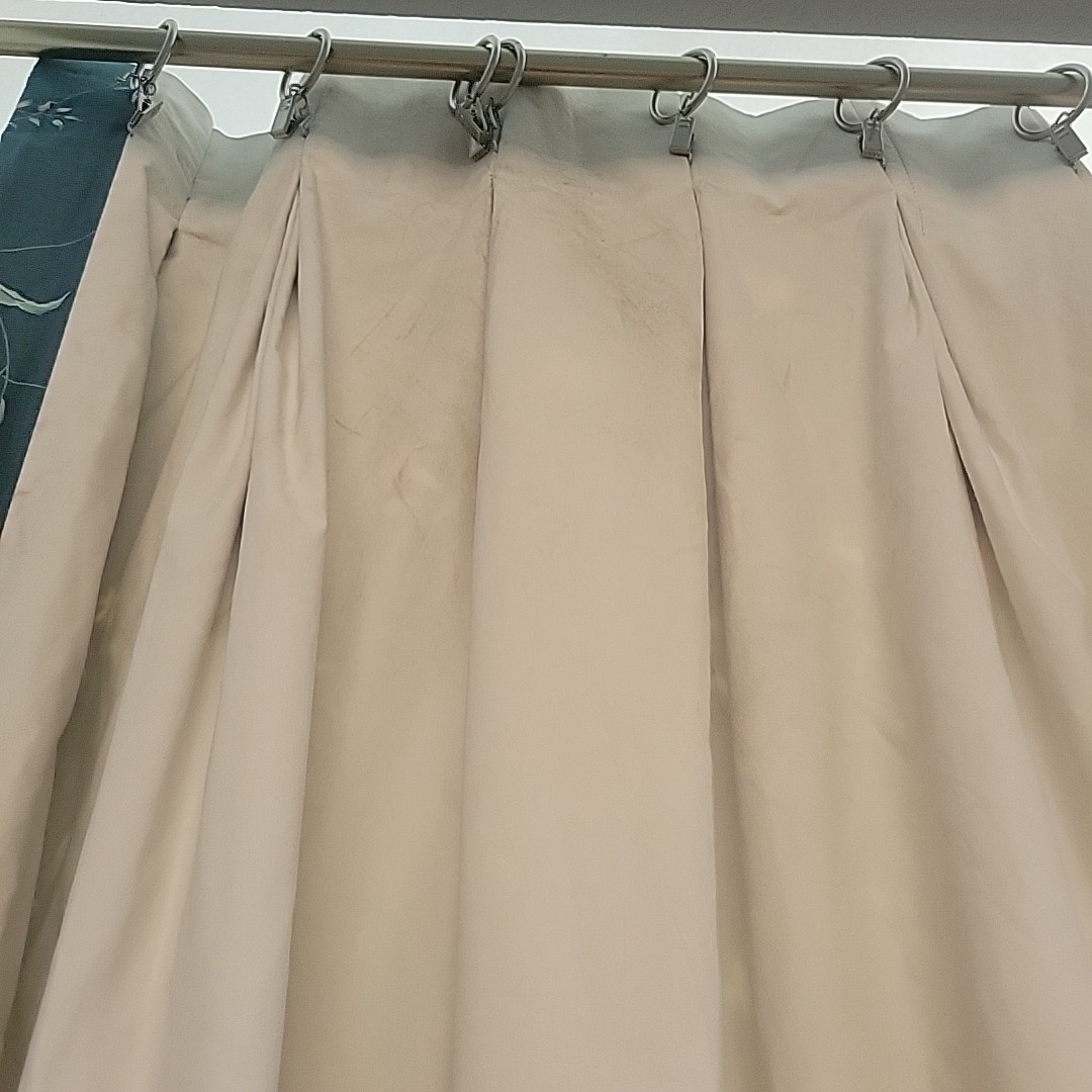 Vtg Custom Pleated Curtains Drapes Givenchy Green Floral Lined Cotton 100″x82″