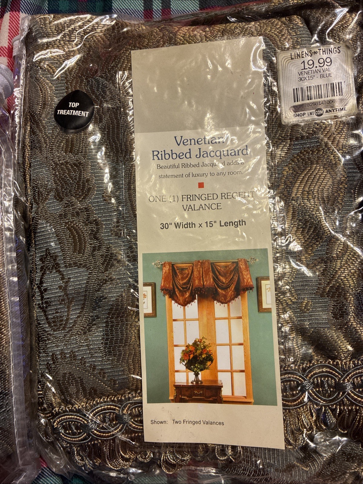 3 Venetian Ribbed Jacquard Fringe Regent Valances