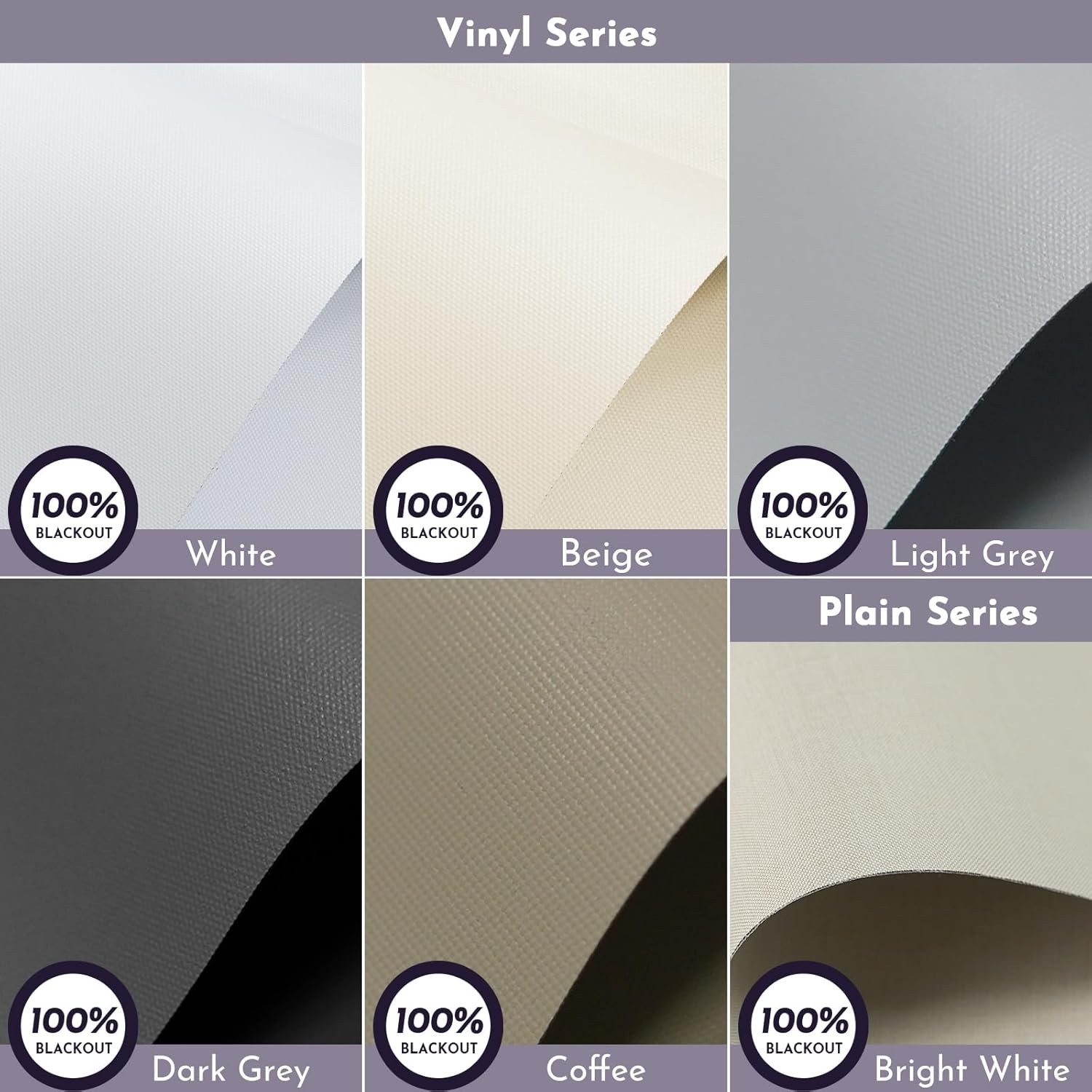 Cordless Blackout Roller Fabric Samples 60″x60″ for Home & Office |