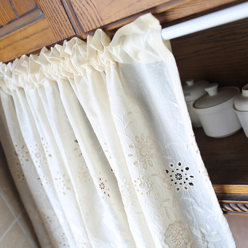 Cafe Kitchen Small Window Short Half Curtain Cabinet Door Dustproof Drape Modern