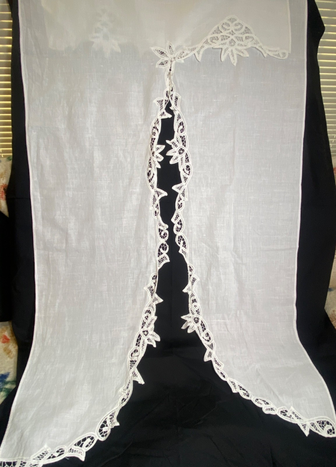 French Curtain Ramie Cotton Country Empire White Embroidery Window 2 Panel 60×60