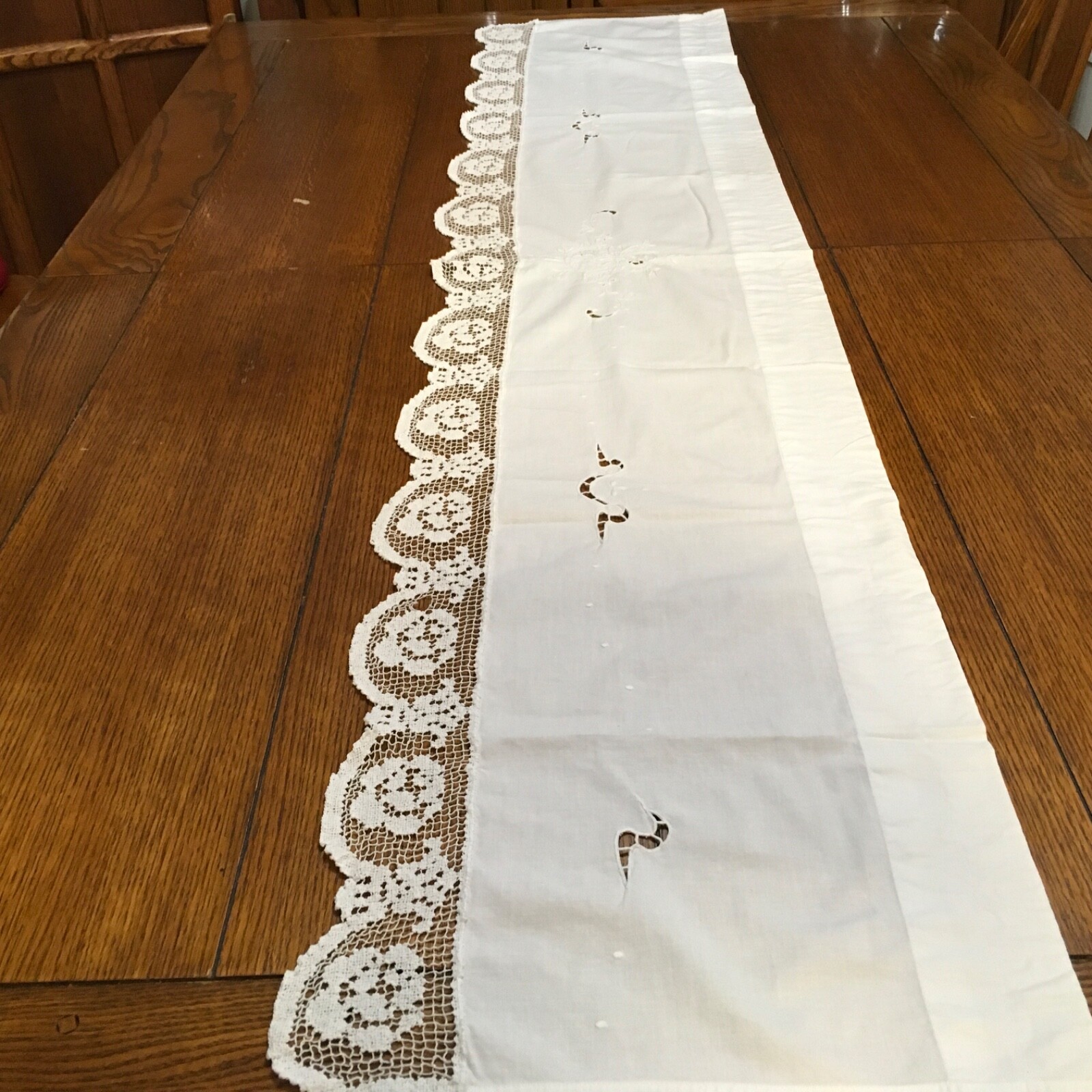 Battenburg Lace Window Valance 64×13 vintage