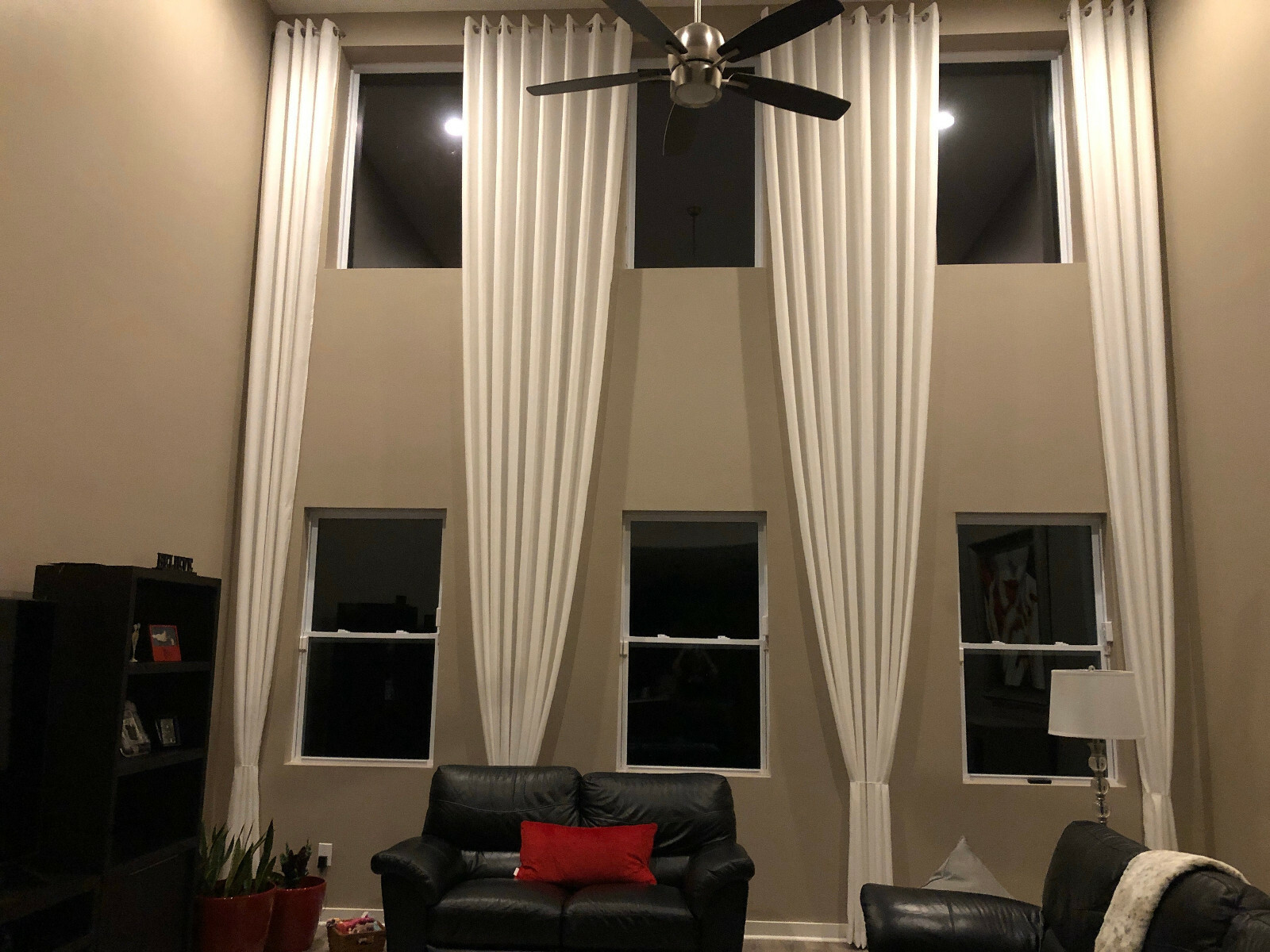 Extra long natural linen curtain, drape custom made 15 16 17 18 20 24 ft 2 story