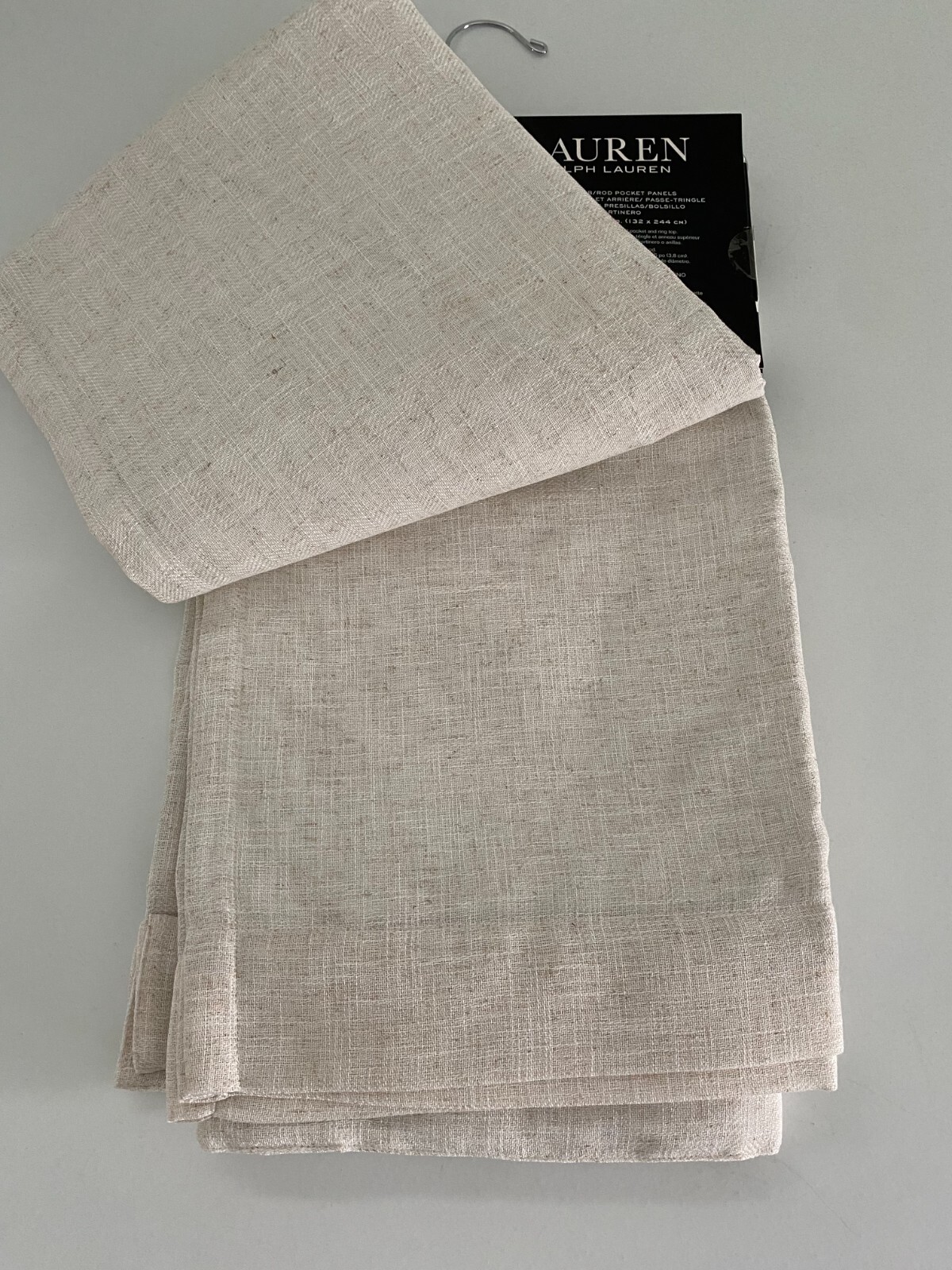 Ralph Lauren Window Curtains Blackout 2 Panel 52 x 96” Linen Natural Herringbone
