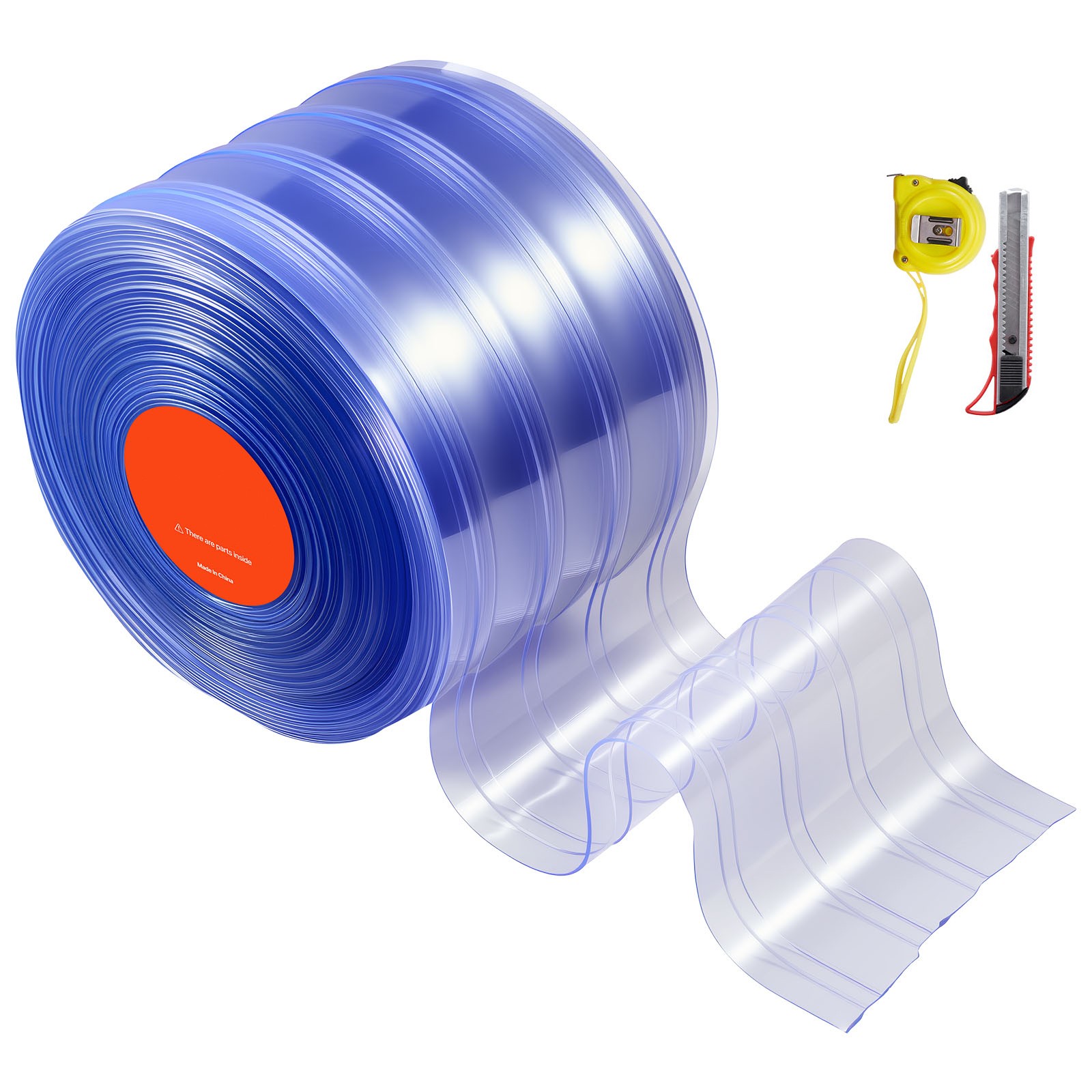 Uimoso PVC Strip Curtain Roll, 75 ft x 8 in, Ribbed Plastic Door Strips