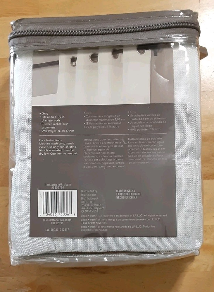Allen Roth Grommet Top Panel 52x63in 0856784 Foxton Silver Shimmer