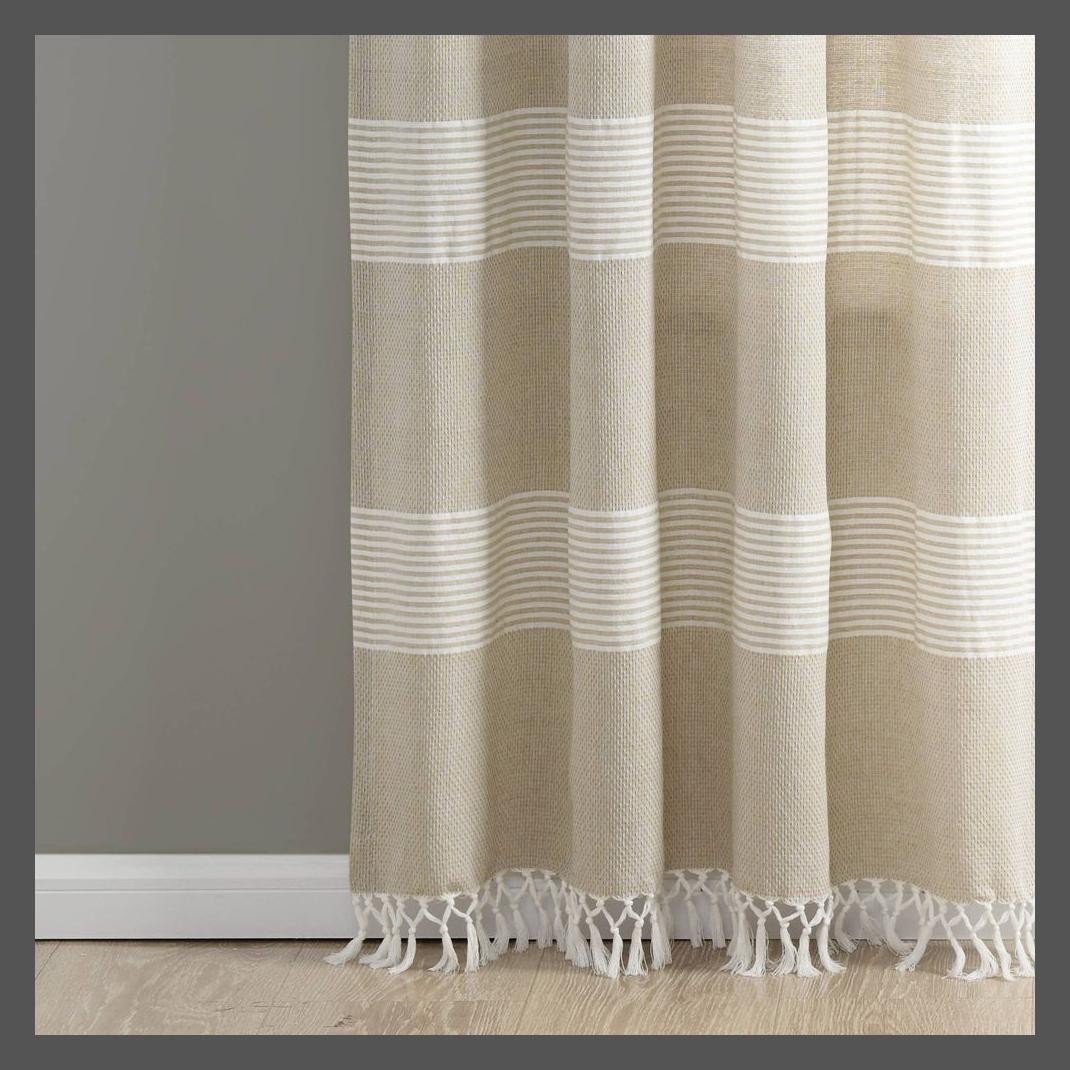 Set of 2 95″x40″ Farmhouse Tucker Stripe Yarn Dyed Cotton Knotted Tassel