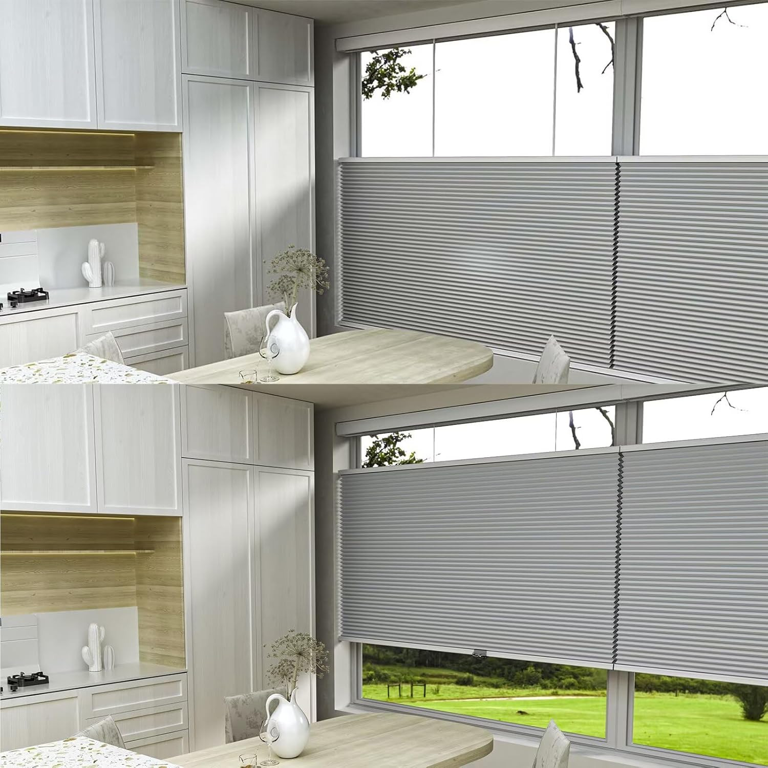 Cordless Blackout Honeycomb Shades, 30.5″ W x 72″ H, White, Thermal Insulated