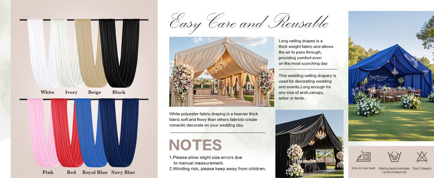 20ftx40ft White Ceiling Curtain for Wedding Parties – 4 Panels Wrinkle-40 FT