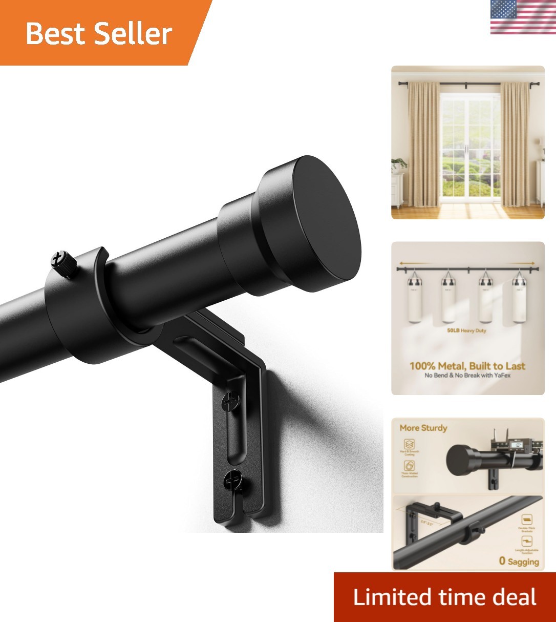 Curtain Rods 32-144 Inch, Heavy Duty 1 Inch Adjustable Curtain Rod for Window…