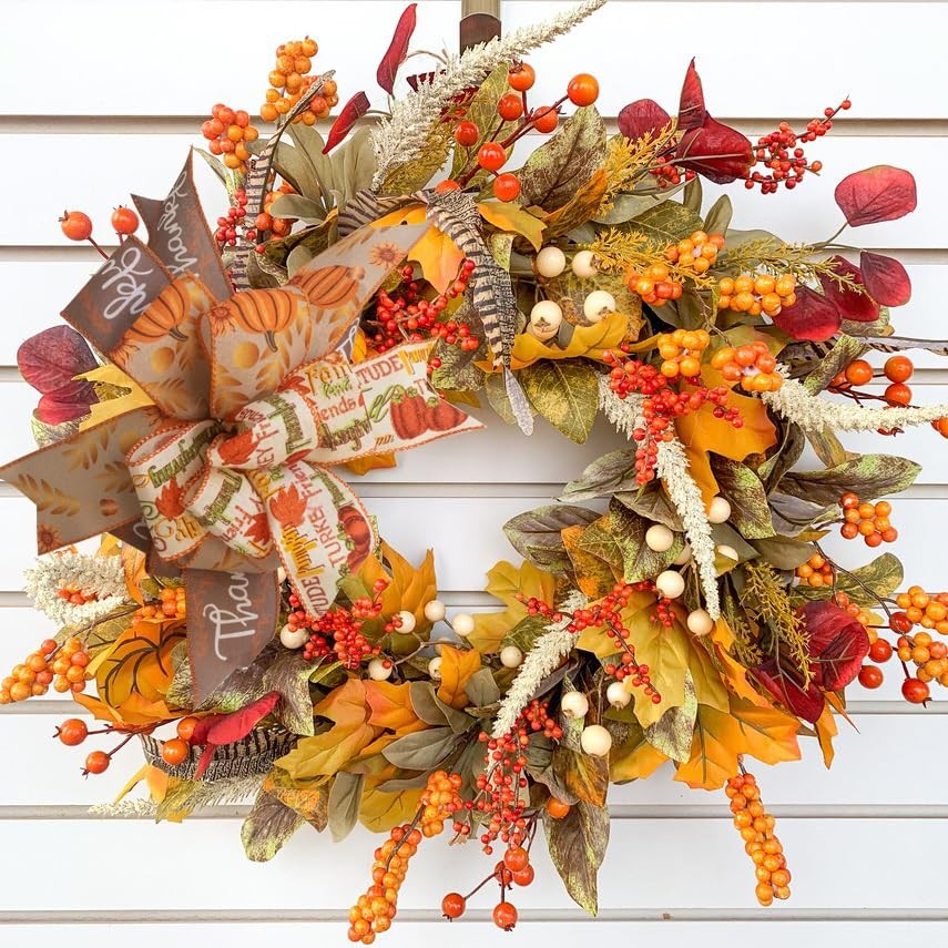 Fall Lantern Bow Wreath Bow Decor Bow Halloween Lantern Bow Orange Pumpkin La…