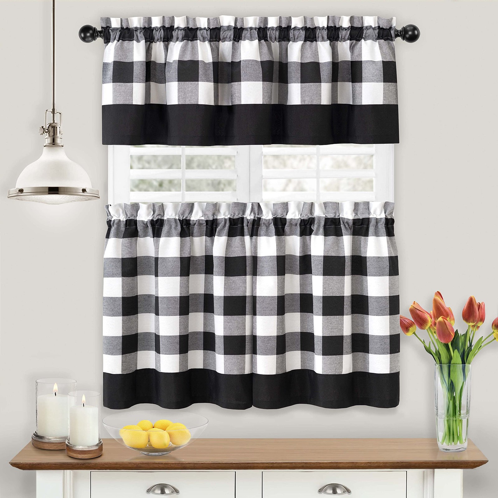 GoodGram Modern Country Farmhouse 3 Piece 58″W x 14″L (Pack of 1), Black