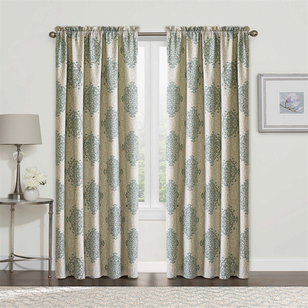 Geometric Floral Printed Curtains for Bedroom Drapes Vintage Curtain Panels 2x