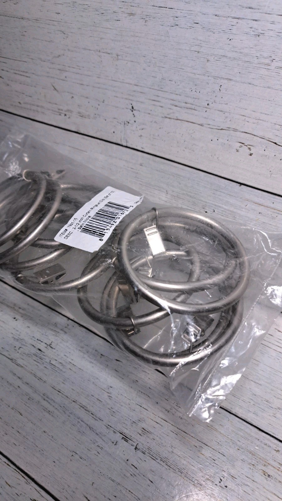 Curtain Rings with Clips Silver 55mm 10 Pack Extra Large 2 1/2 Inch Nickel Metal