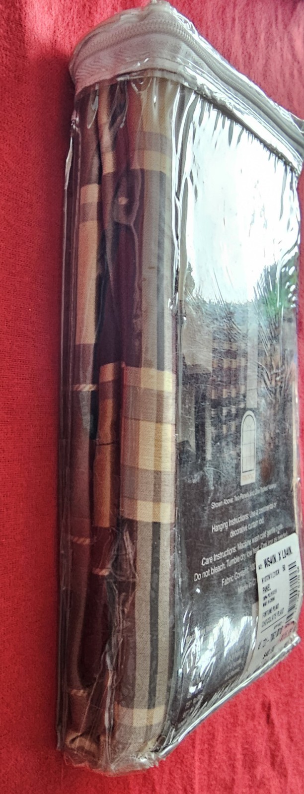 918 NYC Fortune Plaid Curtain Panels Lot 3 Brown Chocolate 54×84 NOS Rustic