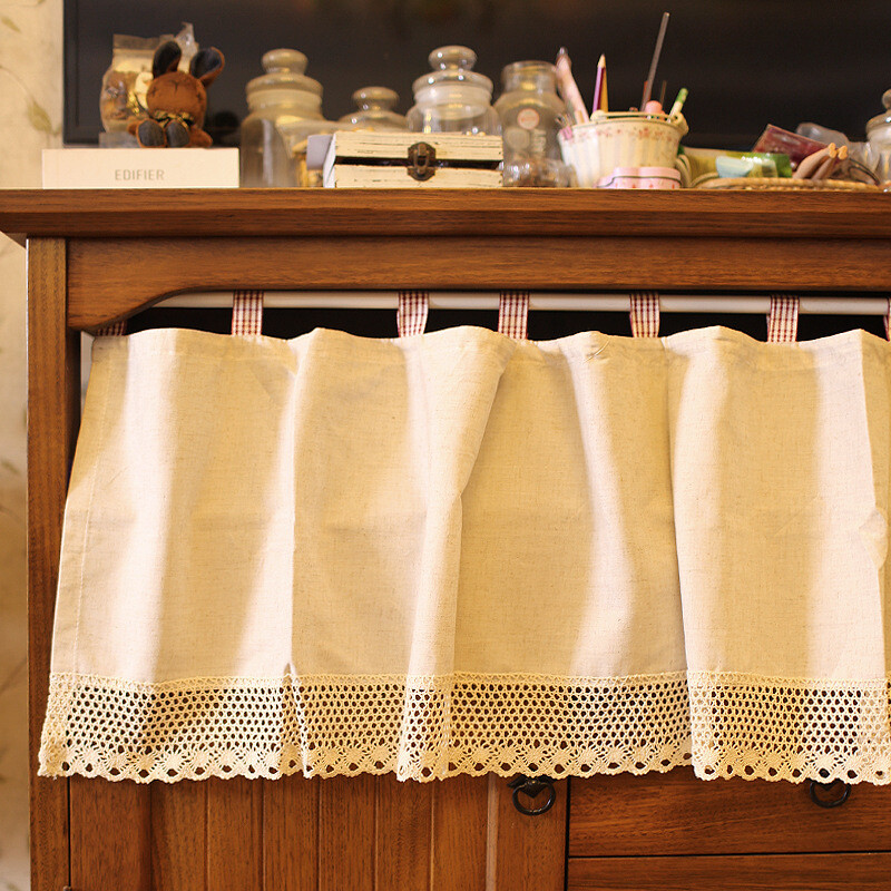 Half Curtain Rod Pocket Short Curtain Small Window Drape Kitchen Cabinet Door
