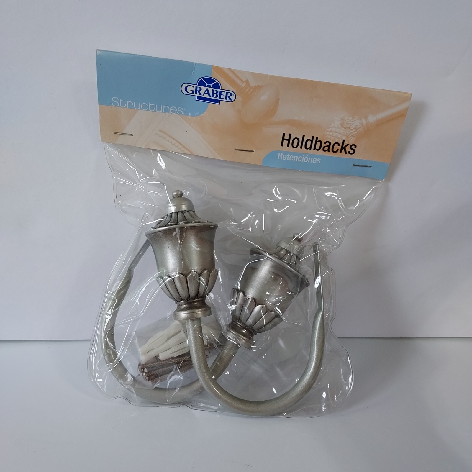 Graber Set Of 2 Nickel Silver Color Empire Curtain Drapes Holdbacks NEW Holders