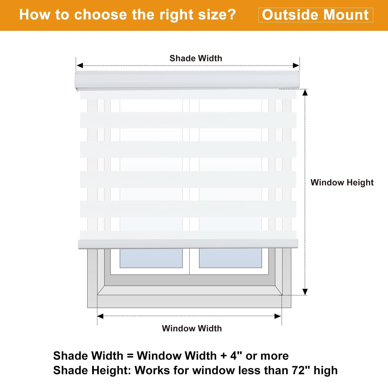 Cordless Zebra Blinds for Windows (27″ W X 64″ H, White) -Stop Roller Windows…