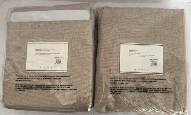 (2) NEW Pottery Barn Peyton Drape Rideau 50 x8 4 Pole Top, Linen/Cotton-841 OAT