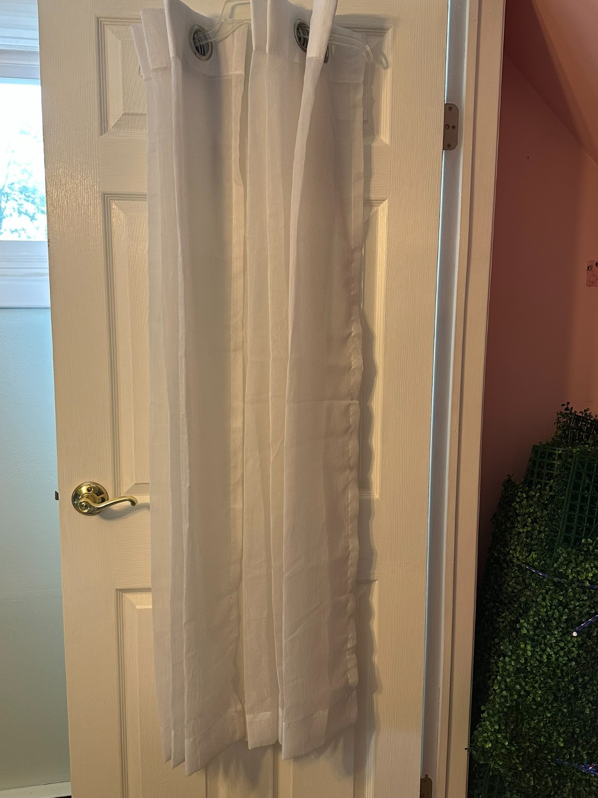 white sheer curtains with grommets 55 high X 48 wide