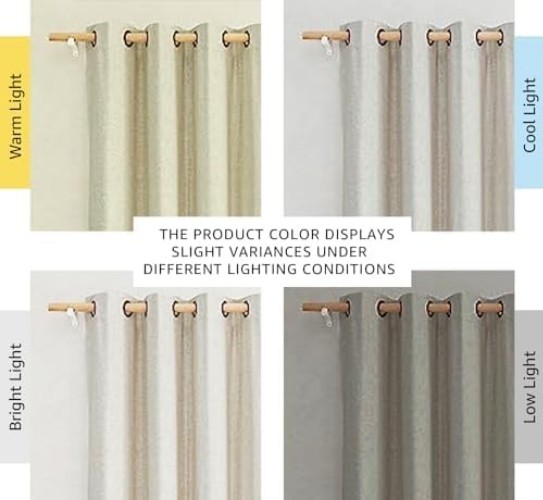 Natural 100% Blackout Linen Curtains 84 inch Long Burg for Living Room, 2 Pan…