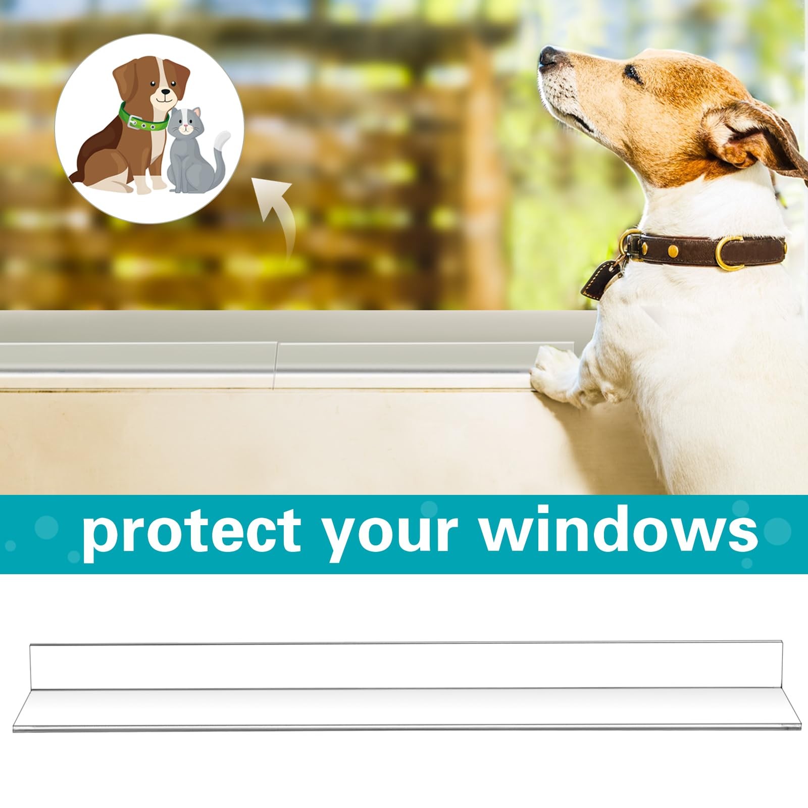 4 PCS 14.75×3.25 Inch Window Sill Protector Dog Cat Scratching Transparent
