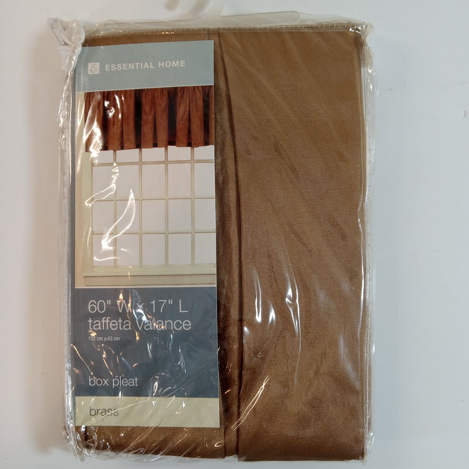 Essential Home Box Pleat Taffeta Valance 60″ W x 17″ L Brass