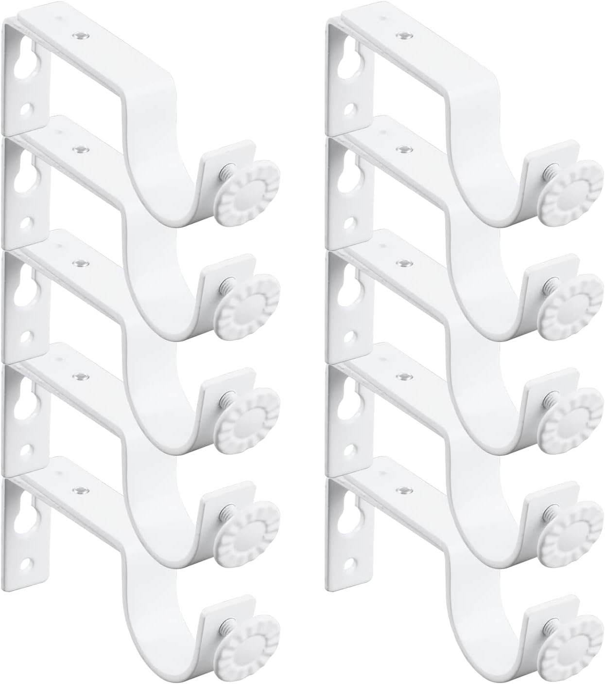 White Adjustable Curtain Rod Brackets 10 Pack Drapery Rod Bracket for Maximum…