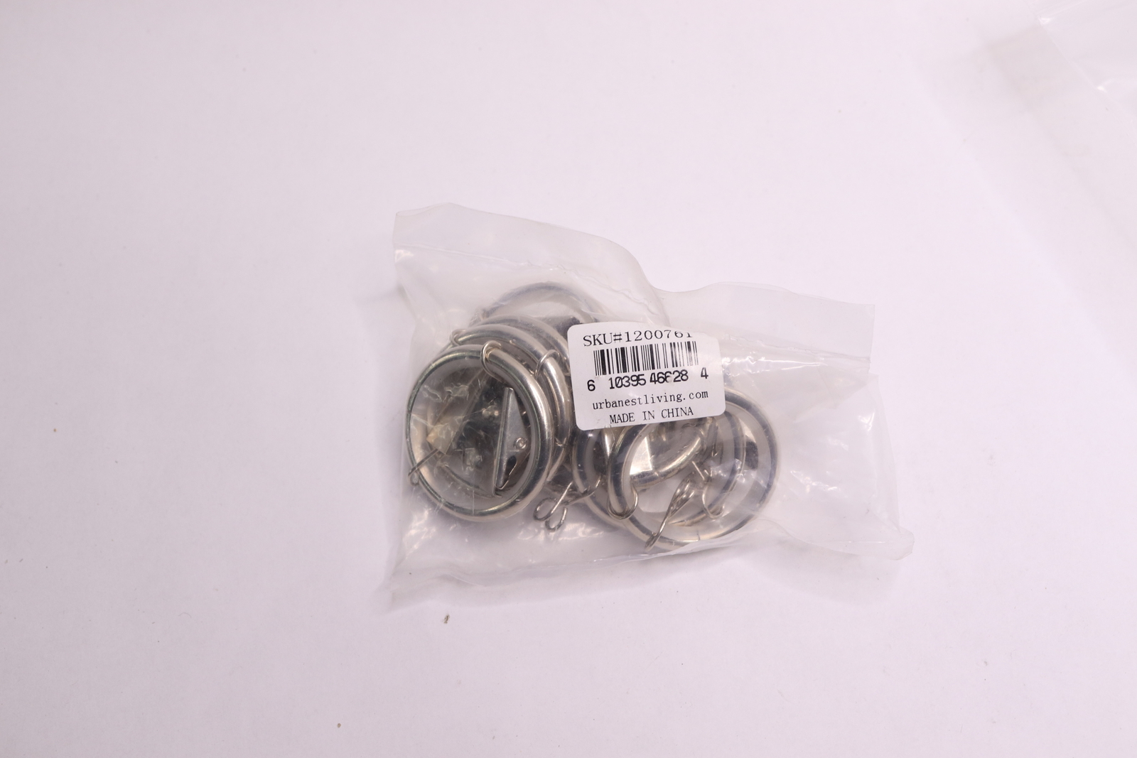 (8-Pk) Urbanest Nylon-Insert Curtain Rings with Clips and Eyelets Brushed Steel