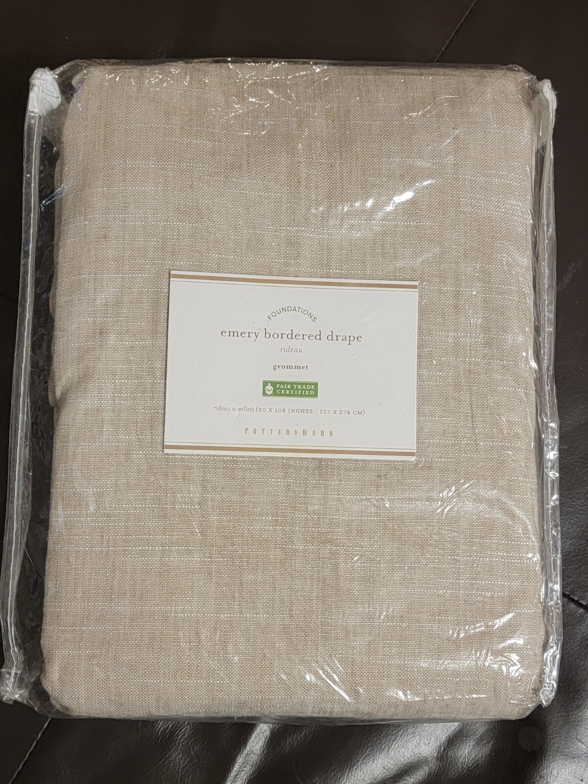 Emery Bordered Drape Grommet Oatmeal – Flagstone 50 x 108 in Pottery Barn