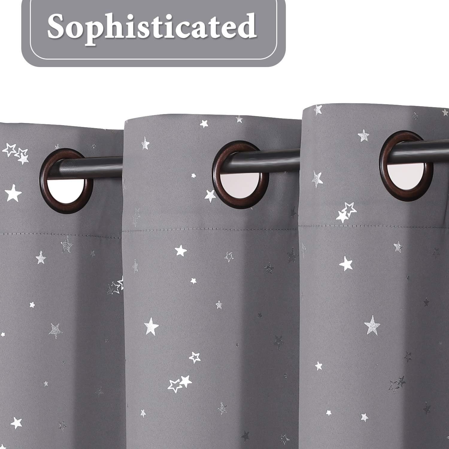 Blackout Star Curtains for Kids Room Boys Girls Twinkle Silver Stars Thermal …