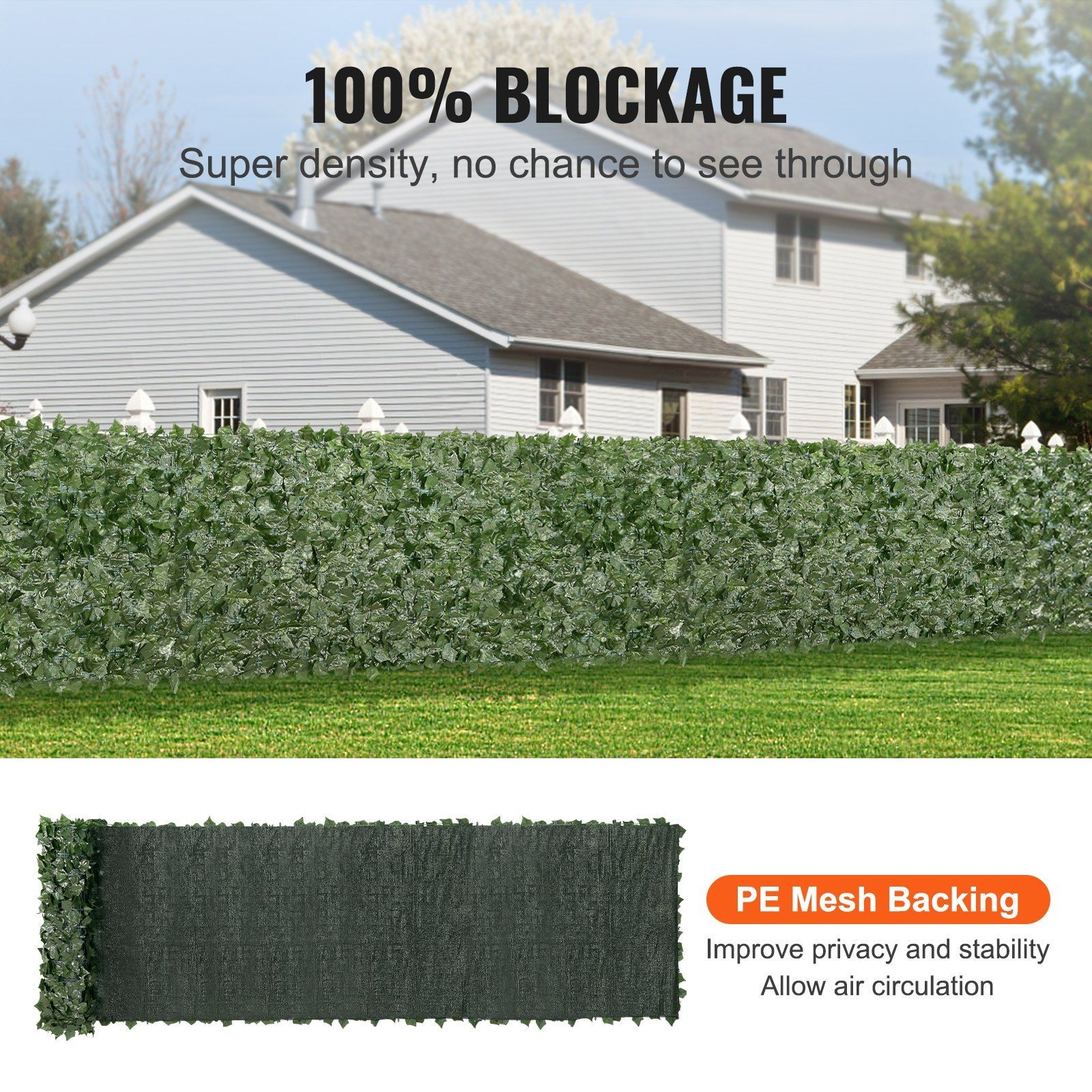 39x198in Modular Ivy Privacy Fence – Cuttable, Zip-Tie Install, Wind-Resistant