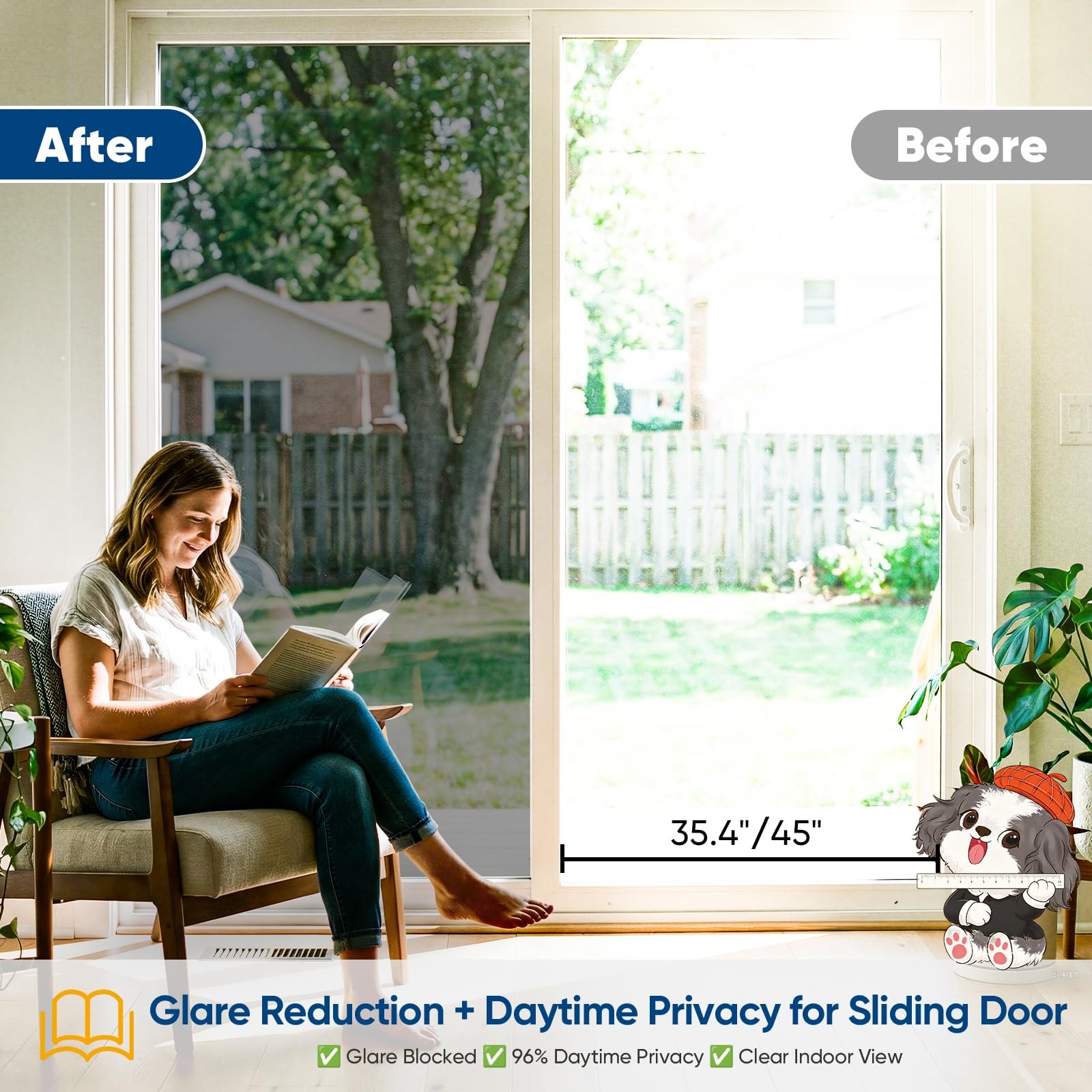 SUNBABY Window Tint for Home, One Way Privacy Film 17.5 x 78.7inch, Black