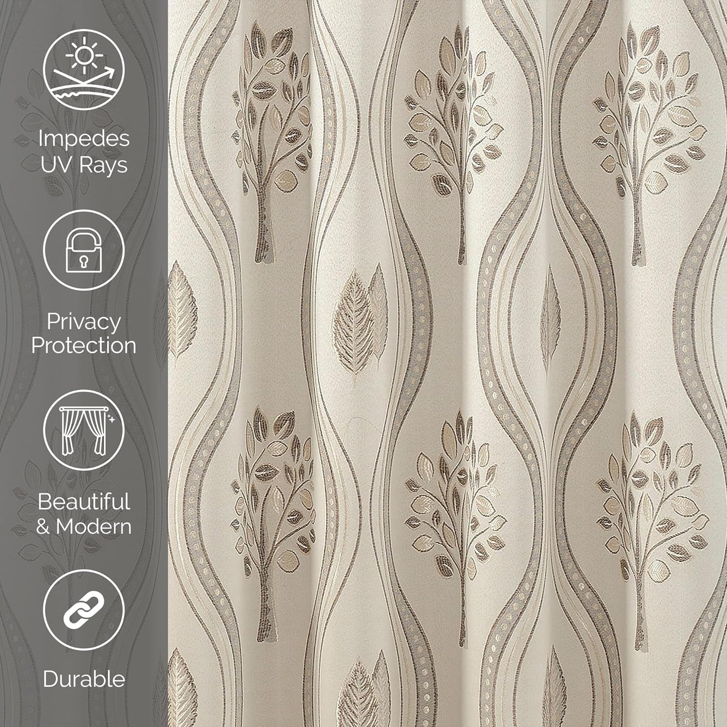 Luxurious Curtain Panel Set W/ Valance Backing 54X84″ 2PCS Beige