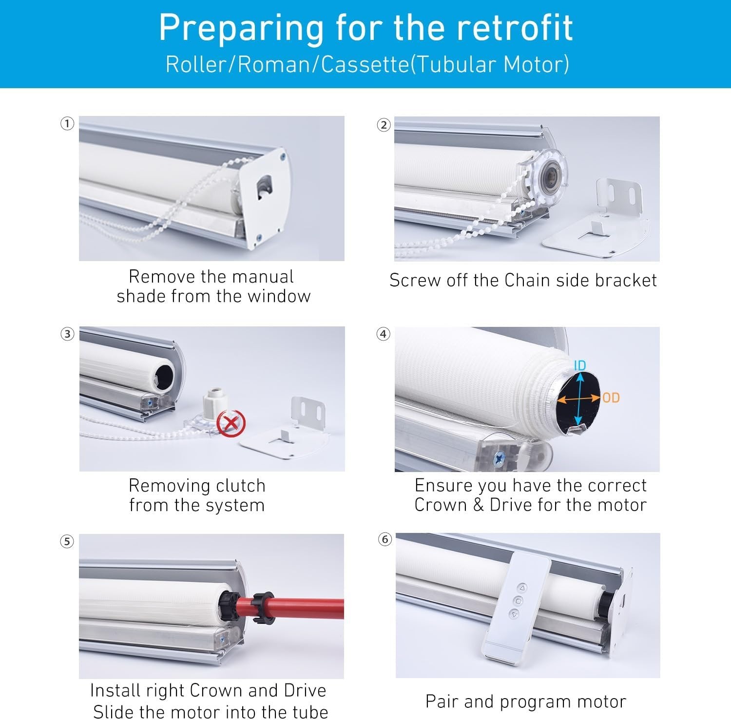 Roller Shade Motor Kit with Remote Control – Rechargeable ‘