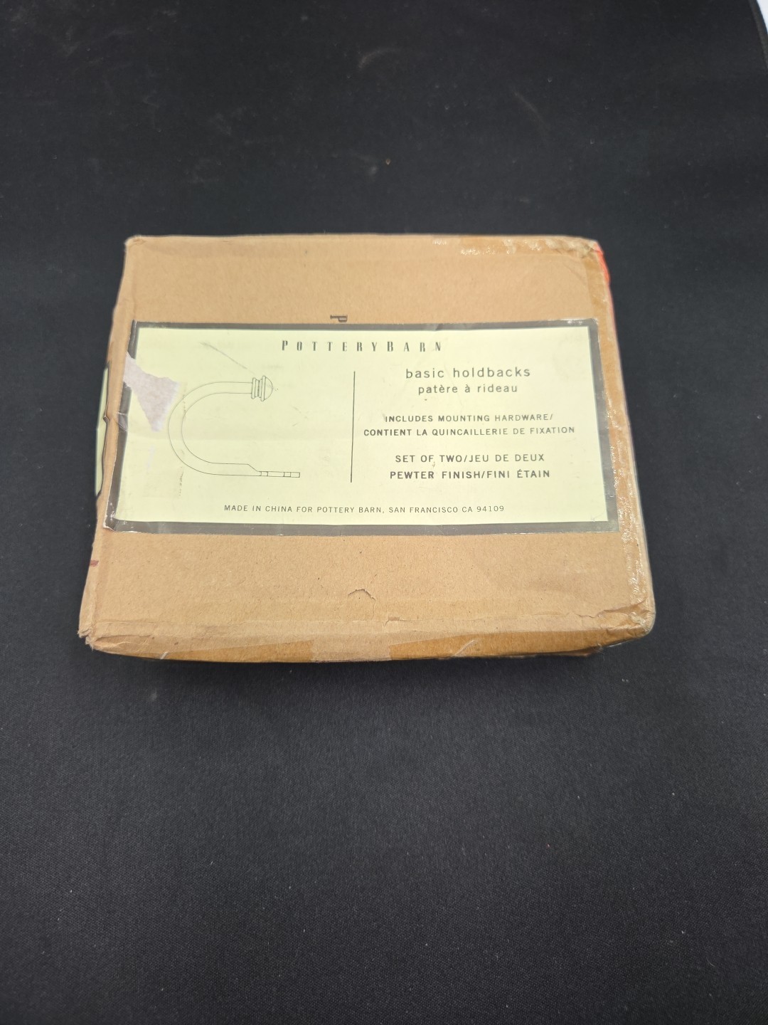 Pottery Barn Pewter Basic Holdbacks New In Box Pewter Finish