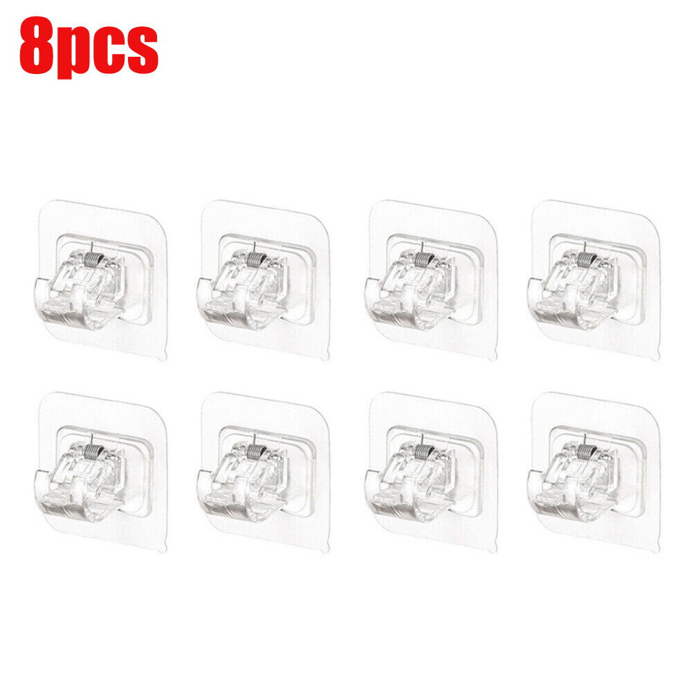2-8pcs Curtain Rod Brackets Self Adhesive Nail Free Bathroom Kitchen Holder Hook