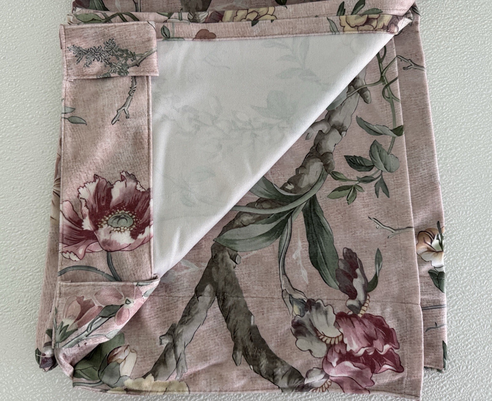 CALLISTO Window Curtains 2 Panels 38″ X 96″ Flowers Drapers Back Tab Blush Rose