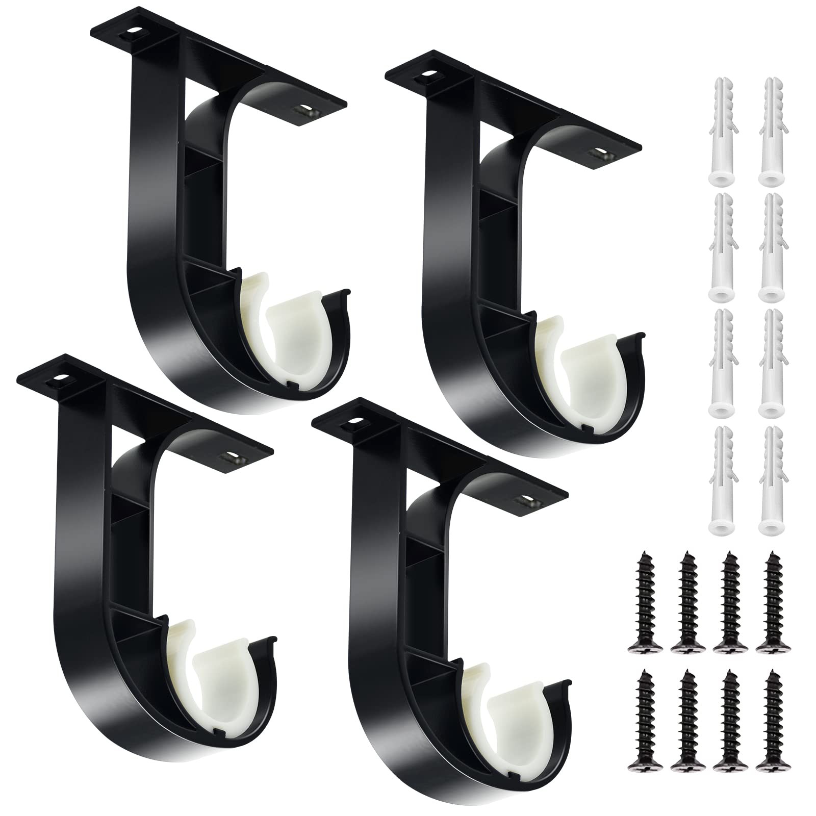 TOKPLNU Ceiling Curtain Rod Bracket, 4 Pack Heavy Duty Curtain Rod Holders, A…