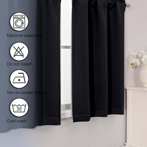 Short Out Curtains 36 Inch Length, Smallout 30″W x 36″L (Pack of 2) Black