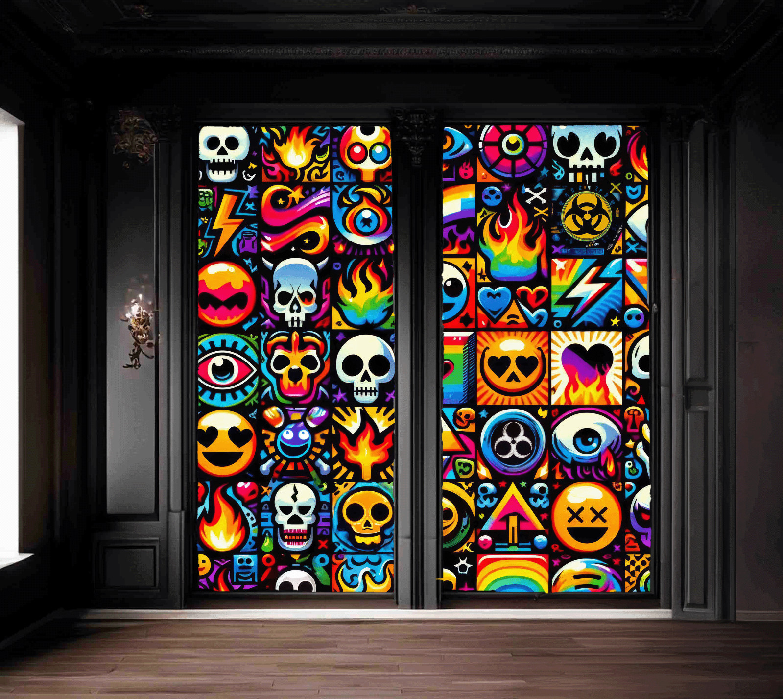 Emoji Blackout Rod Curtains Drapes Shades Fabric Symbols Dorm Man Cave Media