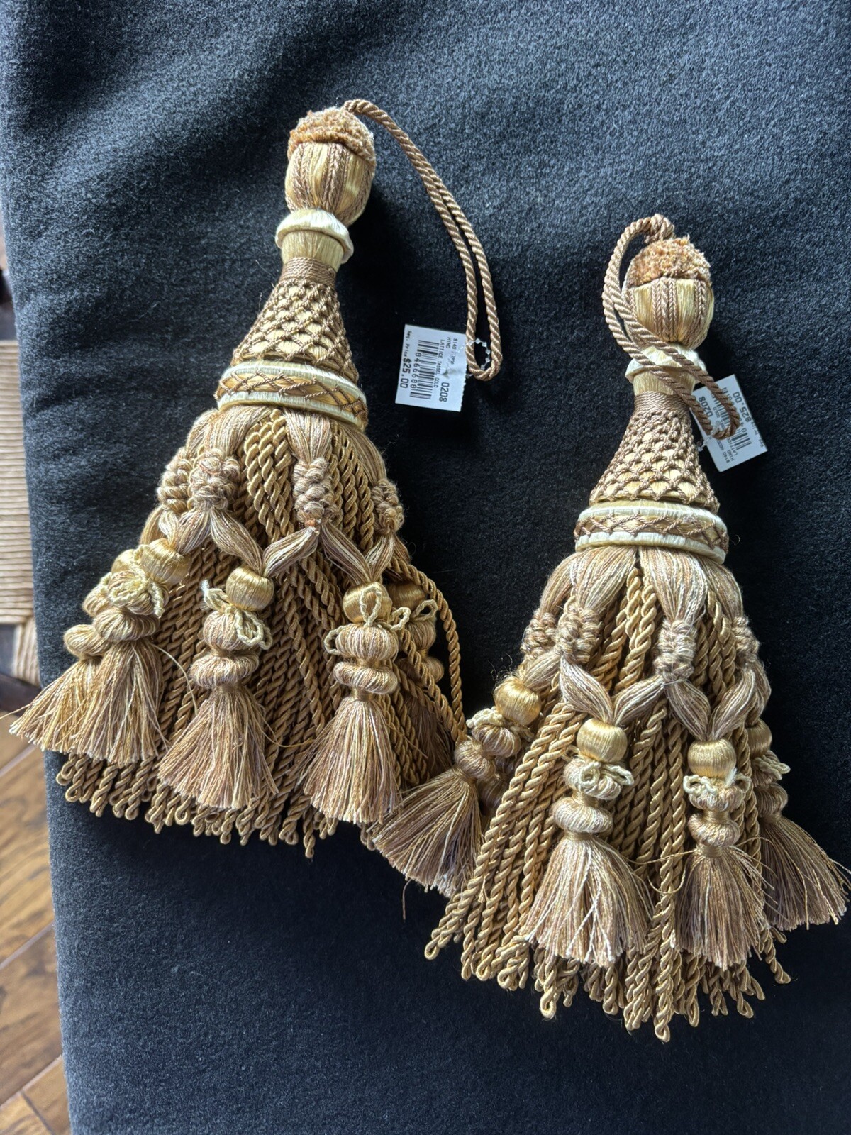 10 Inch Tassels (lot of 2) New With Tags- Gold Color, Very Pretty