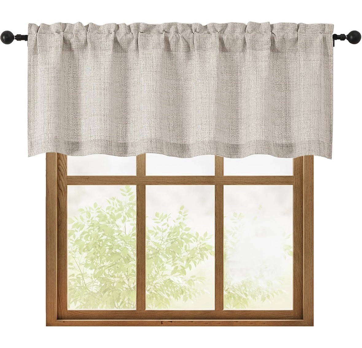 Linen Valance for Window 1 Pc, 18” Length, 60” Width, Light Filtering Textured