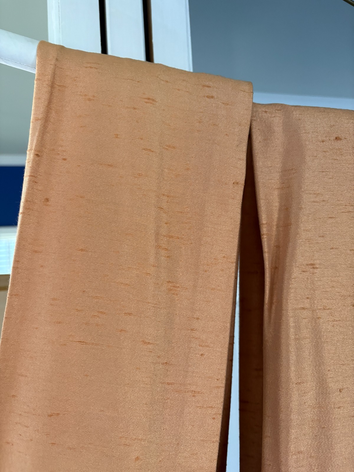 2 Vintage Drapes Drapery Panels 82” 25” & 50” Pinch Pleat Peach Salmon Curtains