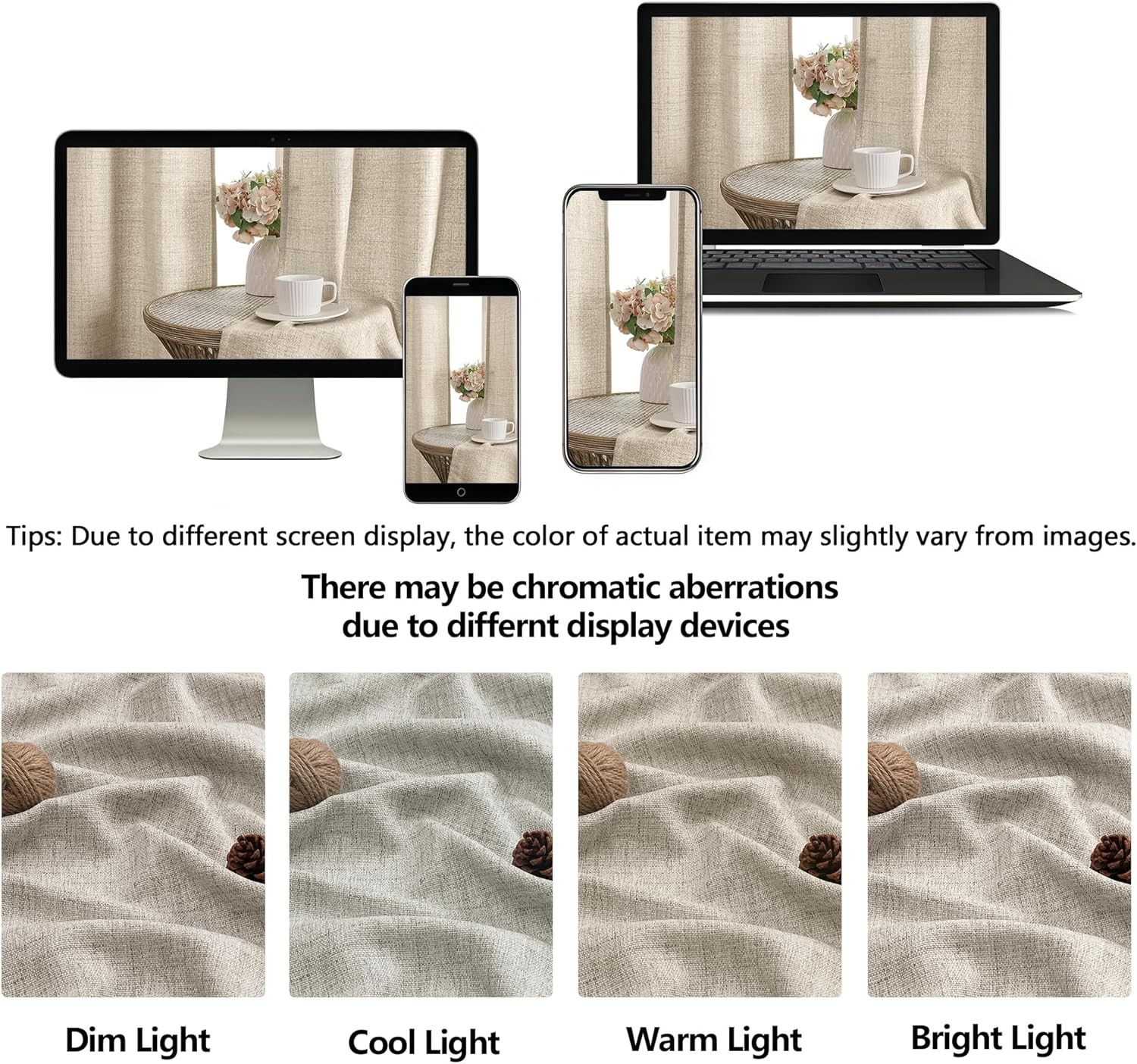 Linen Cafe Curtains 36 Inch Length 2 Panels Set, Light Filtering Textured Short