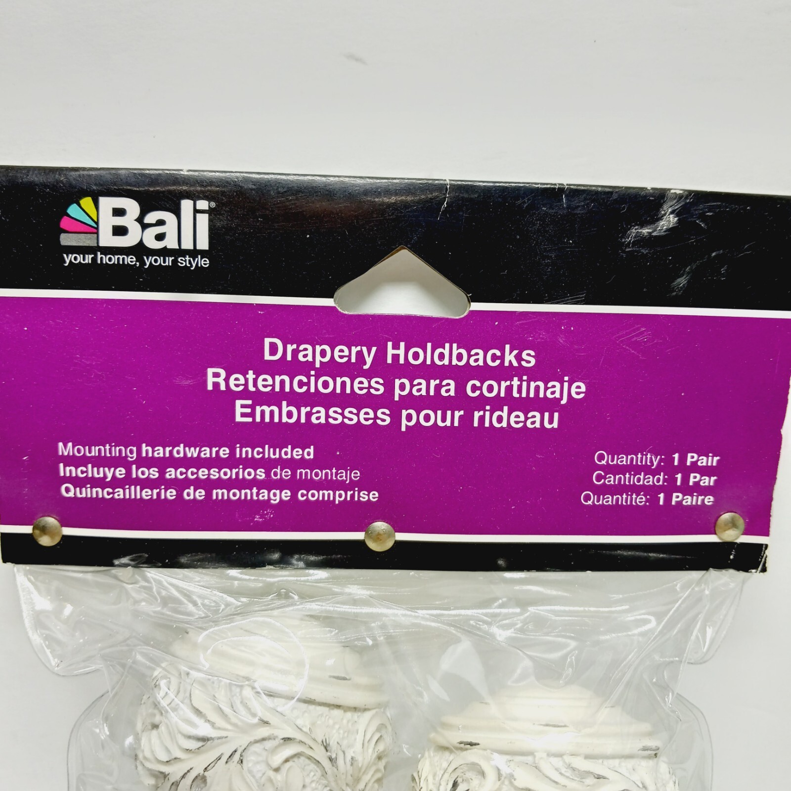 Drapery Holdback Curtain Hooks High Quality White Decorative Hooks By Bali