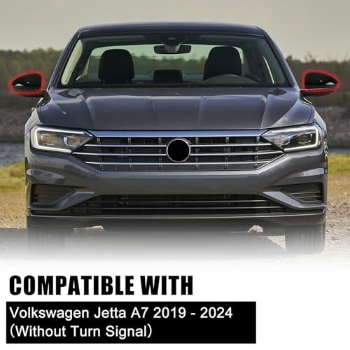 Rearview Mirror Cover Cap Compatible with VW Jetta Left + Right Glossy Black