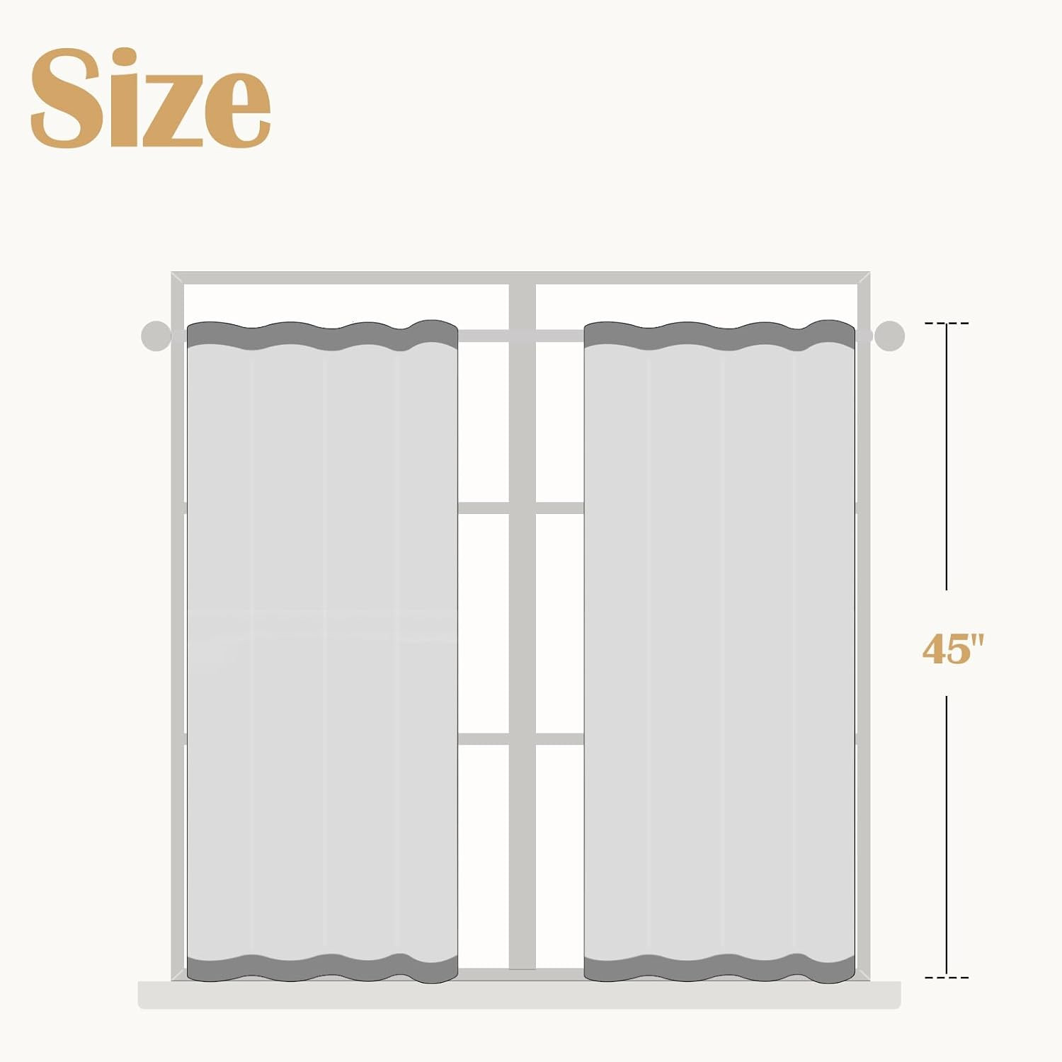 Boho Linen Kitchen Curtains 45 Inch Bohemian Geometric Striped Small Window Curt